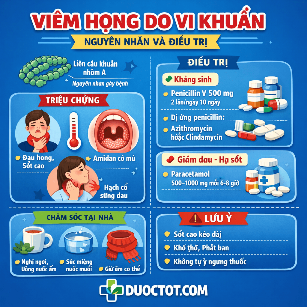 Liều thuốc điều trị Viêm họng do vi khuẩn